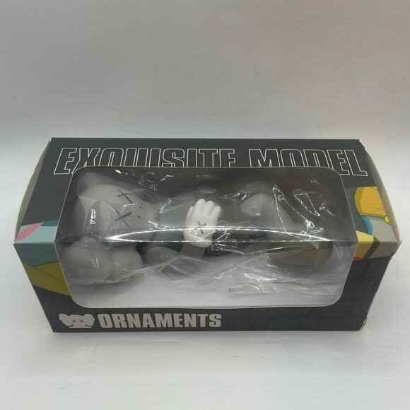 KAWS Statue Home Decoration Resin Art Layind Down 6" Grey Trendy Ornaments - Picture 1 of 2